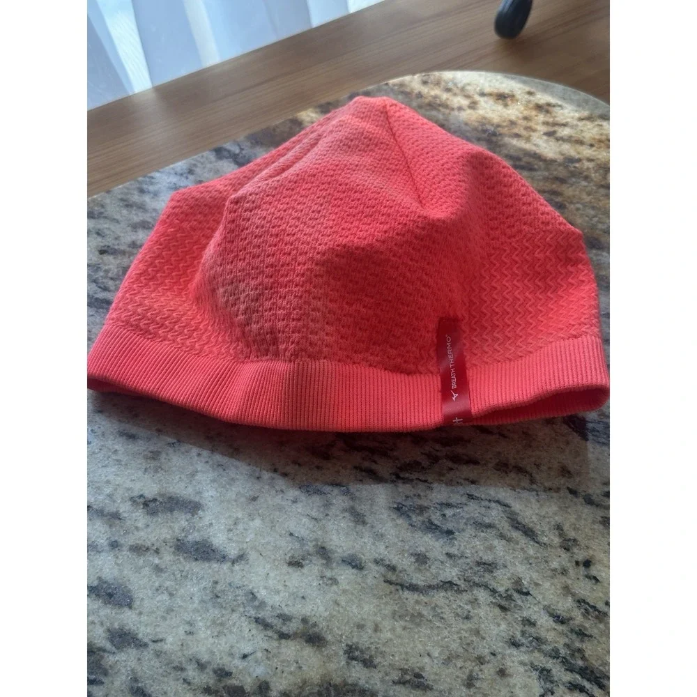 Mizuno Breath Thermo Men's Red Solid Beanie Hat with Blue Logo